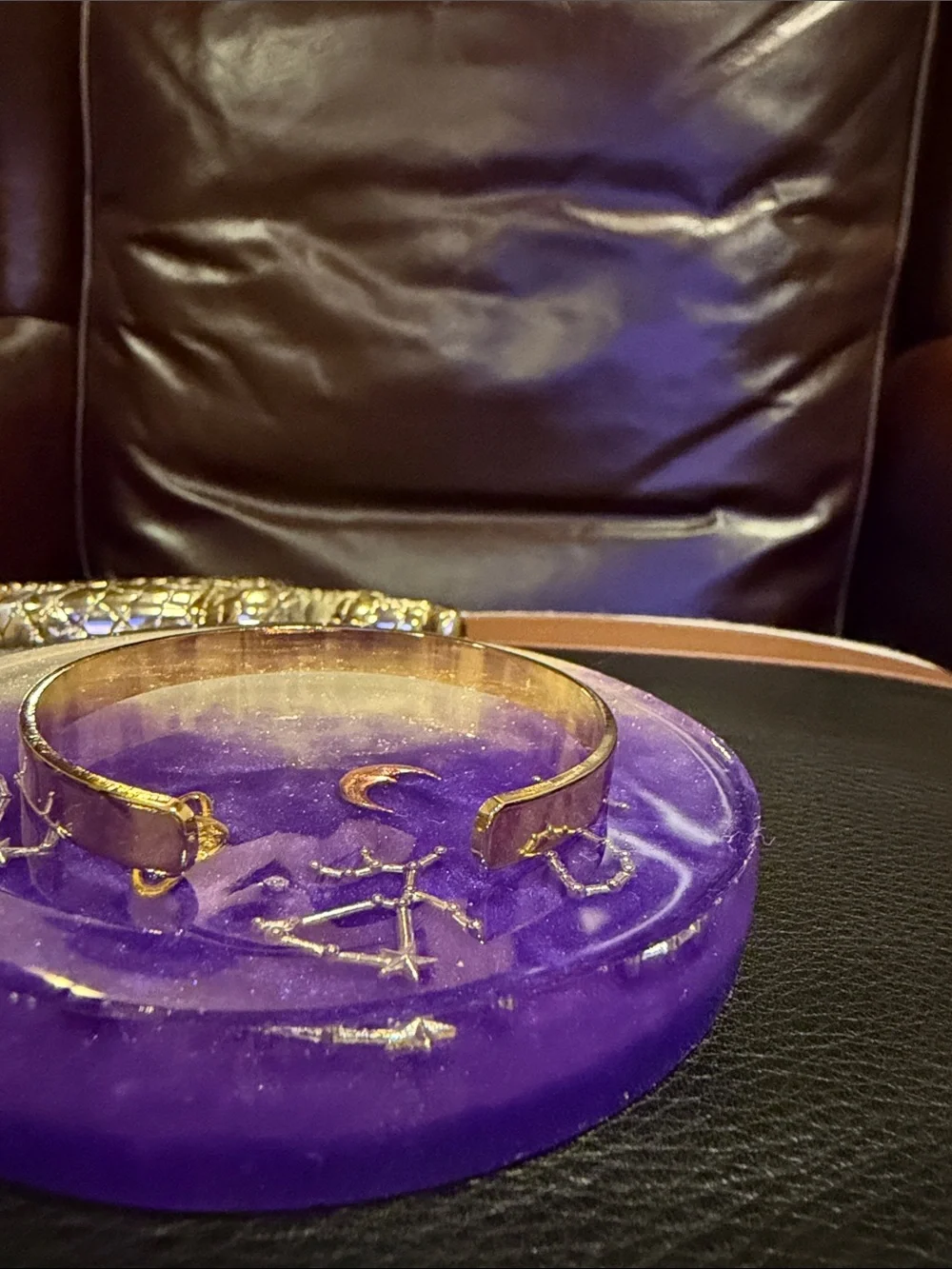 Hallmark Gold Tone Cuff Bracelet with Black Lettering